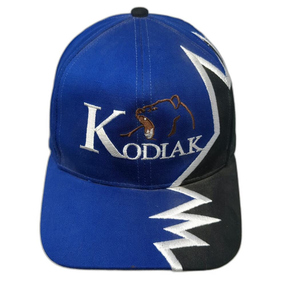 Kati Kodiak Bear Blue Baseball Cap One Size Black Jagged Graphic Alaska Hat